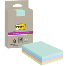 Lade das Bild in den Galerie-Viewer, Post-it® Super Sticky 100 % Recycling Notes, Verschiedene Farben, Liniert, 102 mm x 152 mm, 45 Blatt/Block, 4 Blöcke/Packung, 100% PEFC, SGSCH-PEFC-COC-110078 | Packung (1 Stück)
