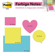 Lade das Bild in den Galerie-Viewer, Post-it® Notes, Energetic Collection, 38 mm x 51 mm, 100 Blatt/Block, 12 Blöcke/Packung, Kartonverpackung, 100% PEFC, SGSCH-PEFC-COC-110078 | Packung (1 Stück)
