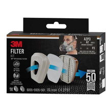 Lade das Bild in den Galerie-Viewer, 3M™ Filtersatz 6003-1, A2P3 organische Dämpfe (2x6055, 2x5935, 2x501) | Packung (1 Stück)
