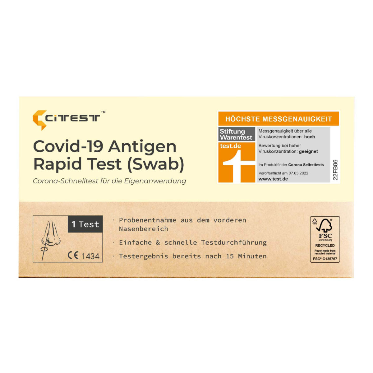 10x CITEST, COVID-19 Antigen-Schnelltest (swab/Nasenabstrich), einzelverpackt, 10 Stück